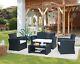 4 Piece Rattan Garden Furniture Black Outdoor Patio Set With Coffee Table