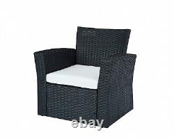 4 Piece Rattan Garden Furniture Black Outdoor Patio Set With Coffee Table