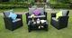 4-piece Rattan Garden Furniture Outdoor Patio Sofa Set Coffee Table Chairs Black