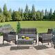 4 Piece Rattan Garden Furniture Set Patio Table Sofa Chair With Cushions Outdoor