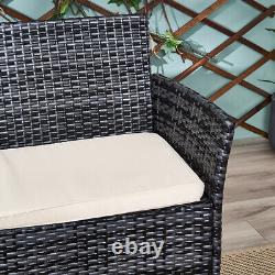 4 Piece Rattan Garden Furniture Set Patio Table Sofa Chair with Cushions Outdoor