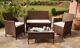 4 Piece Rattan Garden Furniture Set Chairs Sofa Table Outdoor Patio Conservatory