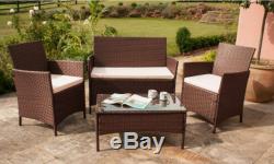 4 Piece Rattan Garden Furniture Set chairs sofa Table Outdoor Patio Conservatory