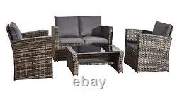 4-Piece Rattan Sofa Chair Table Furniture Outdoor Set Garden Patio Conservatory