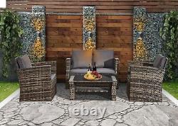 4-Piece Rattan Sofa Chair Table Furniture Outdoor Set Garden Patio Conservatory