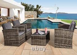 4-Piece Rattan Sofa Chair Table Furniture Outdoor Set Garden Patio Conservatory