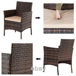 4 Piece Rattan Sofa Set Chair Garden Furniture Patio Outdoor Steel Brown 4F2