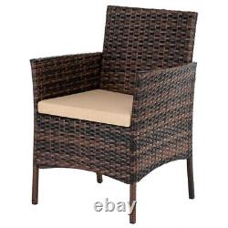 4 Piece Rattan Sofa Set Chair Garden Furniture Patio Outdoor Steel Brown 4F2