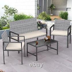 4 Piece Set Rattan Garden Furniture Outdoor Chairs Table Sofa Conservatory