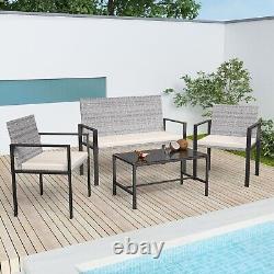 4 Piece Set Rattan Garden Furniture Outdoor Chairs Table Sofa Conservatory