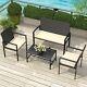 4 Piece Set Rattan Garden Furniture Outdoor Chairs Table Sofa Conservatory Black