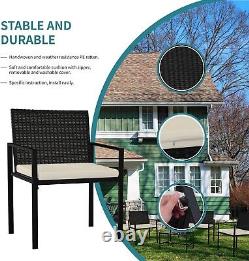 4 Piece Set Rattan Garden Furniture Outdoor Chairs Table Sofa Conservatory Black