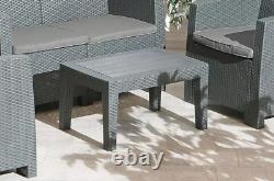 4 Piece Table Chairs Sofa Outdoor Patio Set Rattan Garden Furniture Set Grey