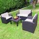 4 Piece Table Chairs Sofa Wicker Outdoor Patio Set Rattan Garden Furniture Set