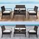 4 Pieces Garden Furniture Set Rattan Chairs And Table Outdoor Wicker Chair Brown