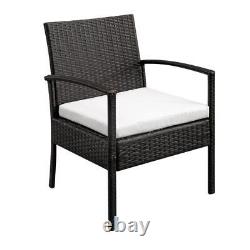 4 Pieces Garden Furniture Set Rattan Chairs and Table Outdoor Wicker Chair Brown
