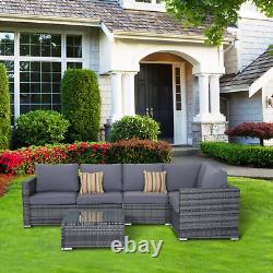 4 Pieces Rattan Sofa Set Chair Coffee Table Garden Wicker Patio Furniture Grey