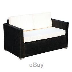 4 Pieces Rattan Sofa Set Chair Seat Furniture Patio Wicker Steel Black Garden