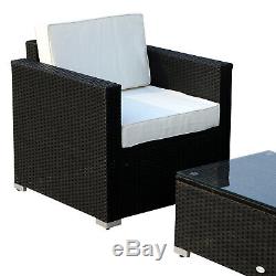 4 Pieces Rattan Sofa Set Chair Seat Furniture Patio Wicker Steel Black Garden