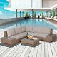 4 Pieces Sectional Rattan Sofa Garden Furniture Set Table Outdoor With Cushion