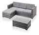 4-seater Furniture Glass Rattan Garden Sofa Mix Grey L Shape Outdoor Corner Sets