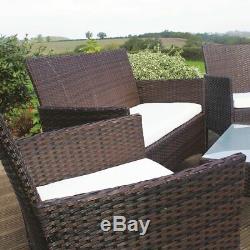 4 Seater Garden Patio Brown Rattan Sofa Set Outdoor Furniture Conservatory Wido