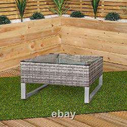 4 Seater Grey Rattan Chair Garden Sofa Set with Glass Table Top Corner Furniture