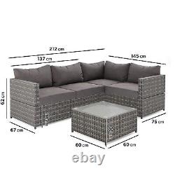 4 Seater Grey Rattan Garden Corner Sofa Set Fortrose FTR038