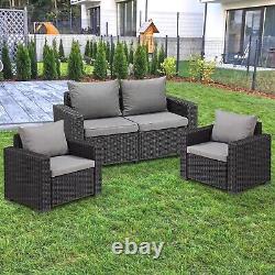 4 Seater Keter Rattan Patio Lounger Sofa Set Garden Furniture Outdoor Sun Chairs