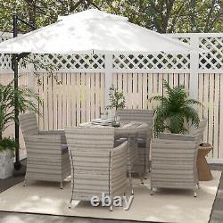 4 Seater Rattan Dining Set with Double Layer Table Cushions Garden Furniture Set