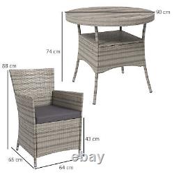 4 Seater Rattan Dining Set with Double Layer Table Cushions Garden Furniture Set