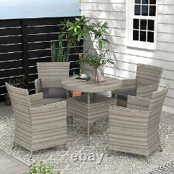 4 Seater Rattan Dining Set with Double Layer Table Cushions Garden Furniture Set