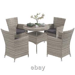 4 Seater Rattan Dining Set with Double Layer Table Cushions Garden Furniture Set