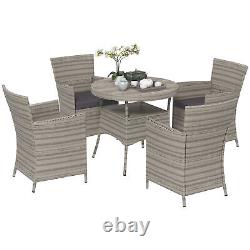 4 Seater Rattan Dining Set with Double Layer Table Cushions Garden Furniture Set