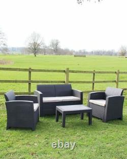 4 Seater Rattan Effect Furniture Set 4 Piece Garden Sofa Set Chairs Table