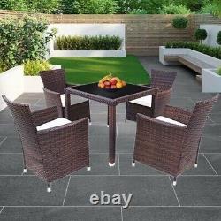 4 Seater Rattan Garden Dining Set Furniture Seating Table Patio Outdoor 5pc New