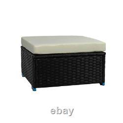 4 Seater Rattan Garden Furniture Corner Outdoor Sofa Set 3pc L Shape Patio Black