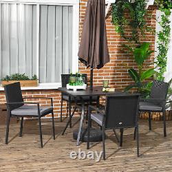 4 Seater Rattan Garden Furniture Set, 5 Pieces Outdoor Dining Set with Cushions