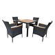 4 Seater Rattan Garden Furniture Set Dining Table Chair Stackable Cushions Patio