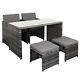 4 Seater Rattan Garden Furniture Set Dining Table Chair Stool With Cushion Outdoor