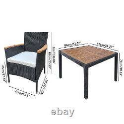 4 Seater Rattan Garden Furniture Set Dining Table Chairs withCushion Patio Outdoor