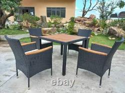4 Seater Rattan Garden Furniture Set Dining Table Chairs withCushion Patio Outdoor