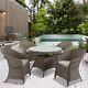 4 Seater Rattan Garden Furniture Set Round Table Outdoor Patio Seat Cushion