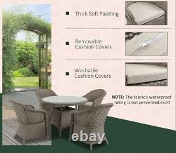 4 Seater Rattan Garden Furniture Set Round Table Outdoor Patio Seat Cushion