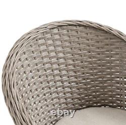 4 Seater Rattan Garden Furniture Set Round Table Outdoor Patio Seat Cushion