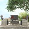 4 Seater Rattan Garden Furniture Set With Reclining Back, Cushion