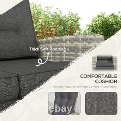 4 Seater Rattan Garden Furniture Set with Reclining Back, Cushion