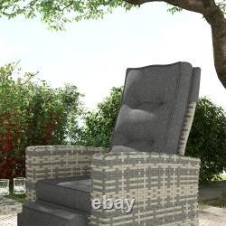 4 Seater Rattan Garden Furniture Set with Reclining Back, Cushion