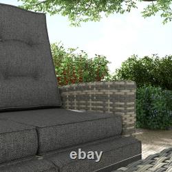 4 Seater Rattan Garden Furniture Set with Reclining Back, Cushion