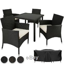 4 Seater + Table Rattan Garden Furniture Dining Chairs Set Outdoor Wicker